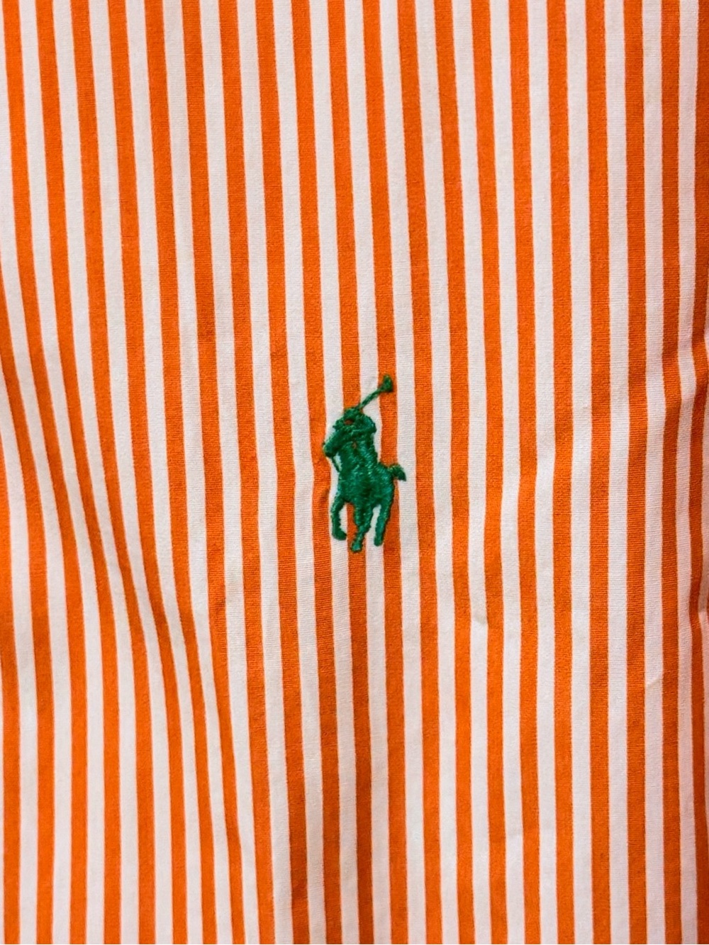 Ralph Lauren Orange and White Striped Button-Down Classic Fit Shirt Medium - Picture 5 of 9